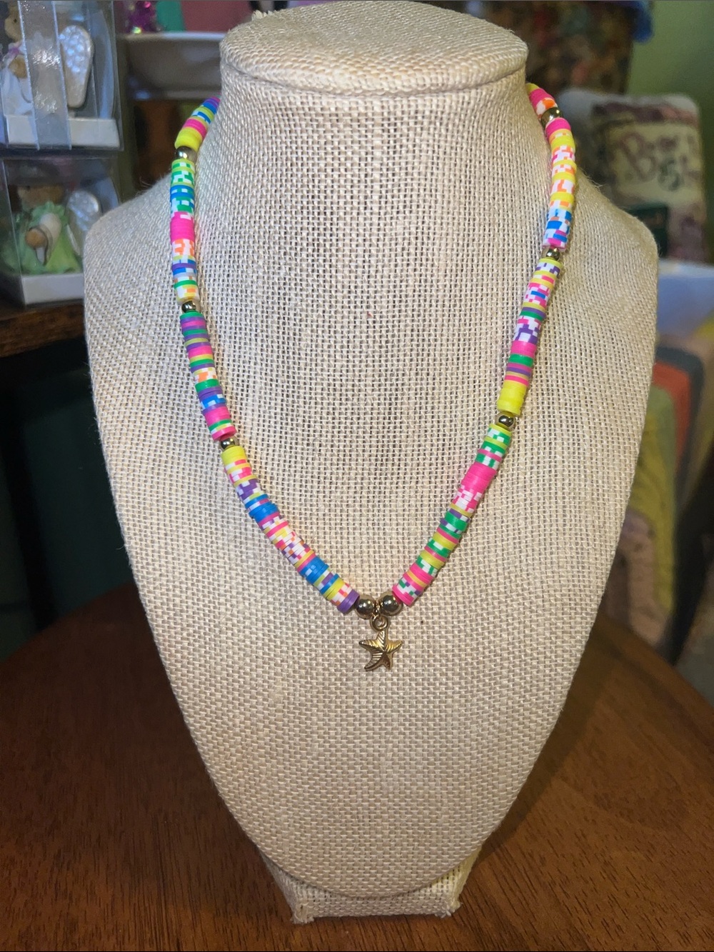 Colorful handmade  Multicolor Beaded Necklace with Star Charm - Women Jewelry